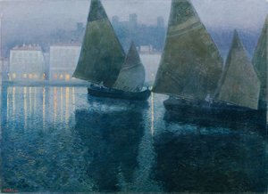 Nuit de lune dans un port istrien - Hans Wilt
