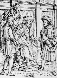La mort et le juge, de La Danse macabre, gravé par Hans Lutzelburger, c.1538 - Hans after Holbein the Younger