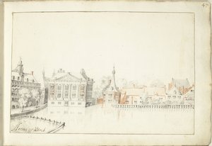 Vue sur les bâtiments au Hofvijver, La Haye - Harmen ter Borch (signed by artist)