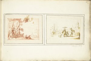 Berger avec son bétail et scène de rue - Harmen ter Borch (signed by artist)