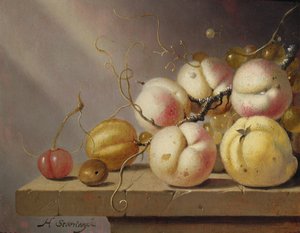 Nature morte de fruits sur un rebord - Harmen van Steenwyck