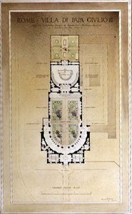 Le plan du rez-de-chaussée de la Villa di Papa Giulio à Rome
