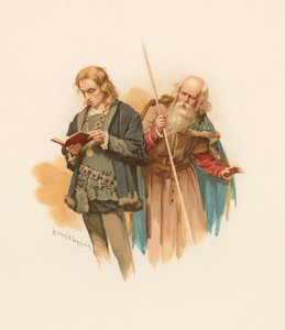 Hamlet lisant, avec Polonius derrière - Harold Copping