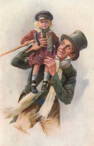 Illustration pour Un chant de Noël de Charles Dickens (lithographie en couleur) - Harold Copping