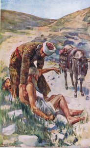 Le bon Samaritain, illustration de Harold Copping Pictures: The Crown Series, vers 1920