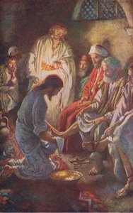 Lavage des pieds des disciples, illustration de Harold Copping Pictures: The Crown Series, vers 1920 - Harold Copping