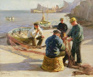 Port de Newlyn : Réparation des filets