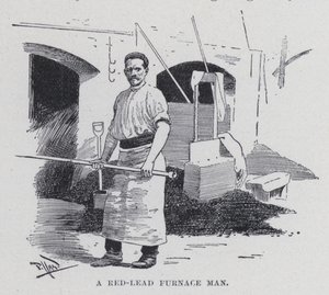 Un homme de fournaise au plomb rouge