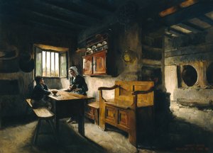 Intérieur de ferme en Bretagne (huile) - Harriet Backer