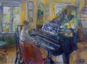 Musique, intérieur du presbytère de Loiten - Harriet Backer