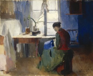 Femme cousant