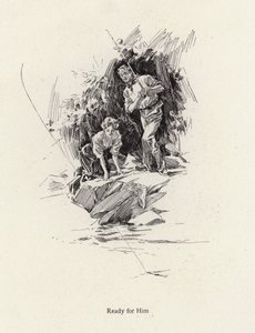 Homme et femme pêchant dans une rivière ou un ruisseau - Harrison Fisher