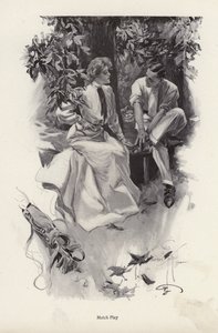 Couple romantique faisant une pause dans leur partie de golf (lithographie) - Harrison Fisher