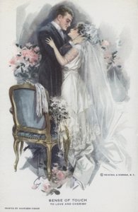 Sens du toucher - aimer et chérir : couple de jeunes mariés s