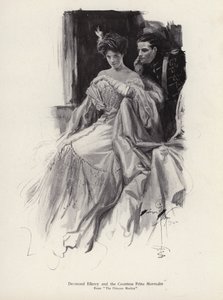 Deux personnages, Desmond Ellery et la comtesse Frina Mavrodin du roman The Princess Moritza, de Percy Brebner - Harrison Fisher