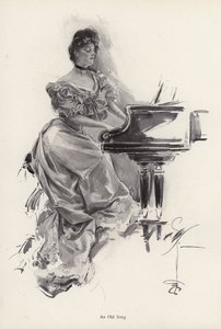 Femme jouant une chanson au piano - Harrison Fisher