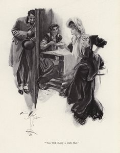 Jeune femme se faisant lire son avenir par une gitane - Harrison Fisher