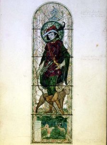 Conception pour une fenêtre à un seul panneau avec la figure de Saint Hubert