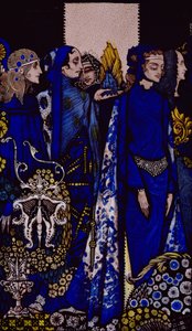 Etain, Helen, Maeve et Fand, la main tendre de la dorée Deirdre Illustration de Harry Clarke de 