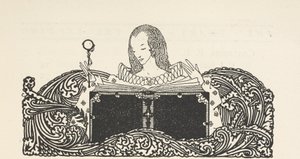 Illustration montrant une femme lisant un livre, en haut de la page de contenu - Harry Clarke