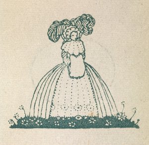 Illustration montrant une femme portant une grande robe - Harry Clarke