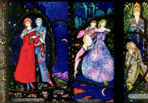 La fenêtre de Genève représentant The Playboy of the Western World de J.M. Synge, The Dreamers de Seamus O