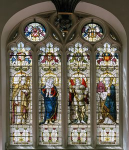 Oxford, Chapelle du Brasenose College, James Powell & Sons, Harry Ellis Wooldridge, St Cedda, Madonna & Enfant, St Michel, St Hugh - Harry Ellis Wooldridge