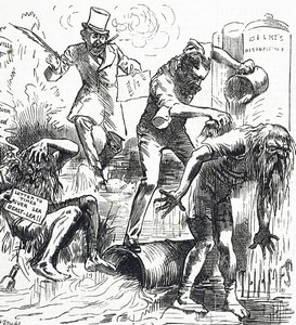 Caricature représentant les rivières Thames et Lea attaquées à cause de leur état de saleté - Harry Furniss