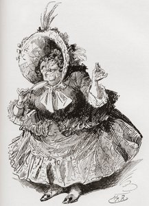 Miss Mowcher. Illustration de Harry Furniss pour le roman de Charles Dickens David Copperfield, de l