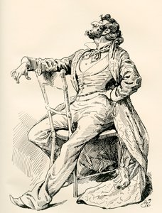 M. Alfred Mantalini. Illustration de Harry Furniss pour le roman de Charles Dickens Nicholas Nickleby, de l