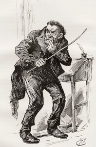 M. Squeers. Illustration par Harry Furniss pour le roman de Charles Dickens 