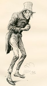 Newman Noggs. Illustration de Harry Furniss pour le roman de Charles Dickens Nicholas Nickleby, de l