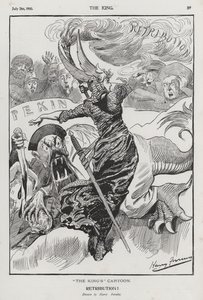 Rétribution, caricature sur la rébellion des Boxers en Chine (gravure)