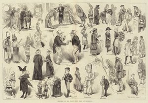 Croquis du bal costumé à Liverpool - Harry Furniss