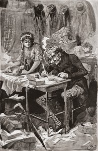 Le mendiant écrivain de lettres. Illustration de Harry Furniss pour le roman Great Expectations de Charles Dickens, de l