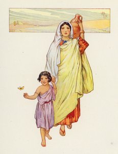 Agar et Ismaël sont partis dans le désert (lithographie couleur) - Harry George Theaker