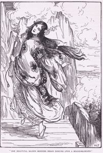 Une belle déesse se met à danser sur une caisse de résonance (La Plaine du Haut Ciel) (litho) - Harry George Theaker