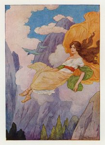 Psyché soulevée par une douce brise (lithographie couleur) - Harry George Theaker