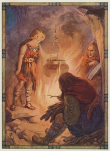 "Elle a trouvé tout comme il faut", Taliesin (lithographie couleur) - Harry George Theaker