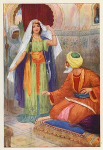 La belle captive et Aben Habuz (lithographie couleur) - Harry George Theaker