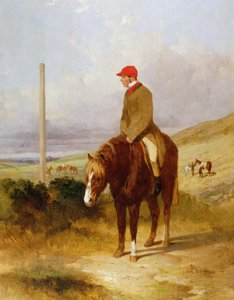 Nat Flatman (1810-60) sur son poney avant le départ des Chesterfield Stakes de 1844, 1844