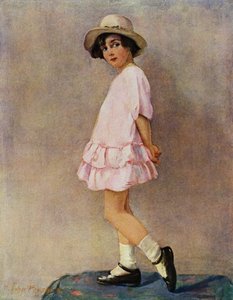 « Suis-je prête ? » - jeune fille se préparant à sortir (lithographie en couleur)