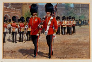 Les Coldstream Guards changeant de garde à St James, vers 1905 - Harry Payne