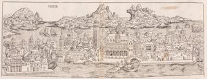 Réimpression en 1930 de la vue de Venise tirée de la Chronique de Nuremberg (recadrée) - Hartmann Schedel