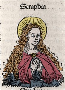 Portrait de Sainte Séraphie (Sérapia) (Séraphie de Syrie), martyre chrétienne du 2ème siècle. Des "Chroniques de Nuremberg" par Hartmann Schedel - Hartmann Schedel