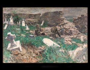 Emplacement de mitrailleuse, vers 1918 (huile sur toile)