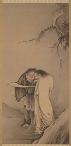 Les immortels taoïstes chinois, Han-shan et Shih-te Kanzan et Jittoku, époque Meiji, 1886 - Hashimoto Gaho