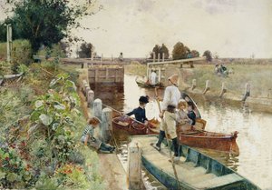 Plaisanciers dans une Écluse sur la Tamise