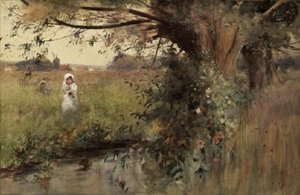 Cueillir des fleurs au bord du ruisseau
