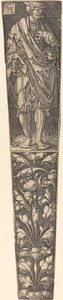 Fourreau de dague avec gentilhomme tenant un perroquet - Heinrich Aldegrever